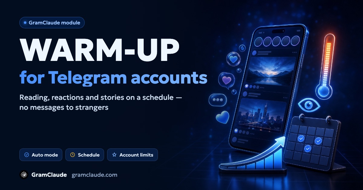 Telegram account warm-up: automatic and on a schedule