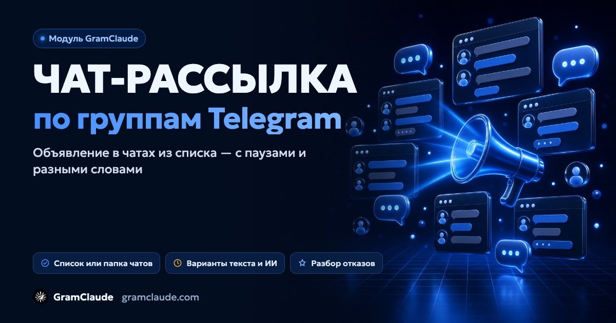 Рассылка по чатам Telegram: объявления в группах с ваших аккаунтов