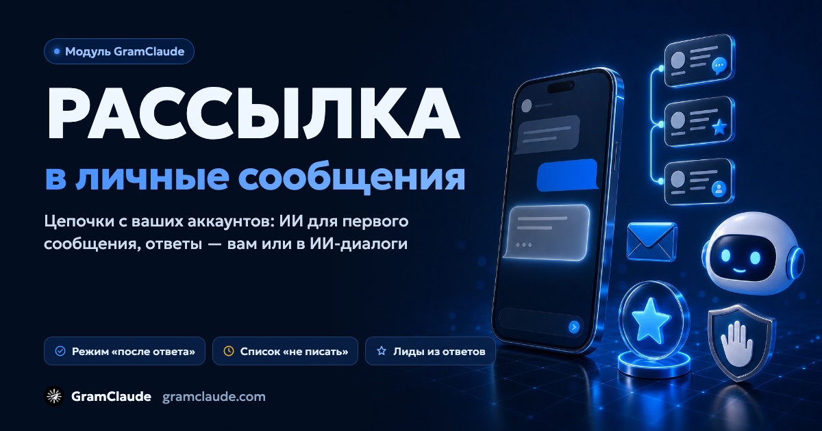 Рассылка в Telegram в личные сообщения: цепочки, ИИ и лиды