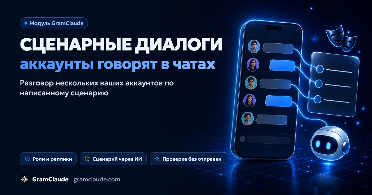 Сценарные диалоги в Telegram: разговор ваших аккаунтов в чатах